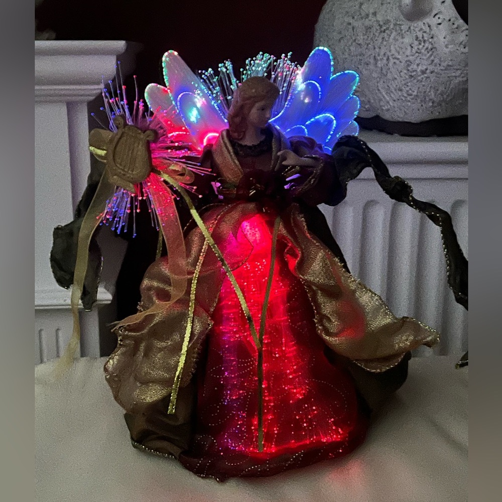 Vintage musical fiber optic Angel tree topper